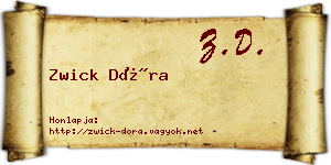 Zwick Dóra névjegykártya